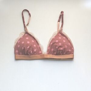 Love Stories Filippa Triangle Bralette Bra 32A /32B Rose Peach Polka Dot